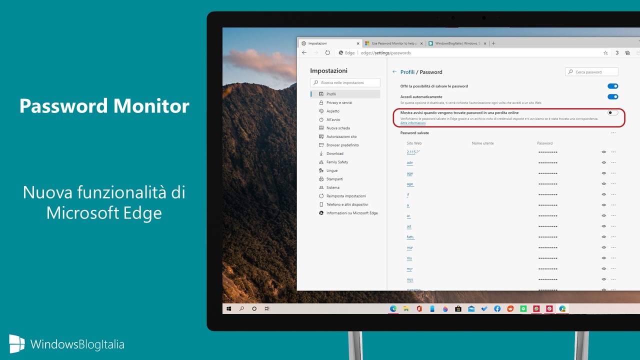 Microsoft Edge con Password Monitor