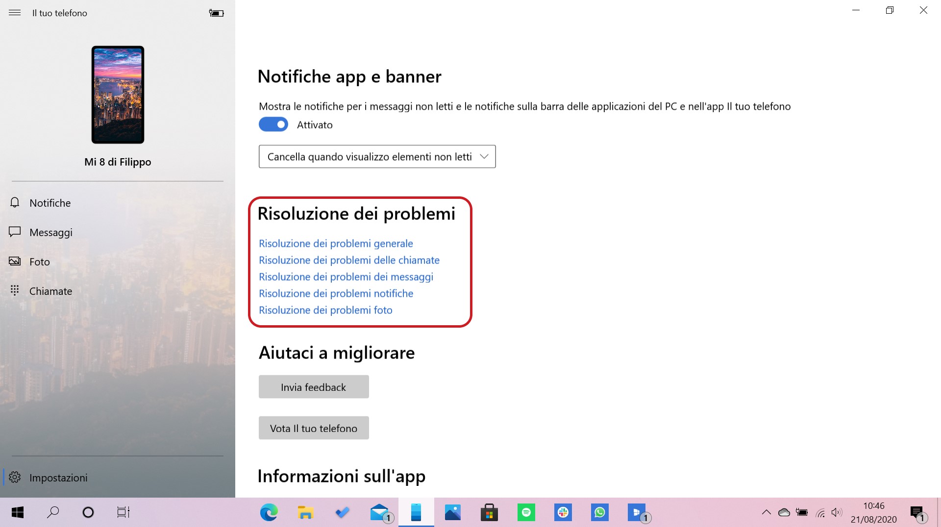 Il tuo telefono per Windows 10 risoluzione dei problemi