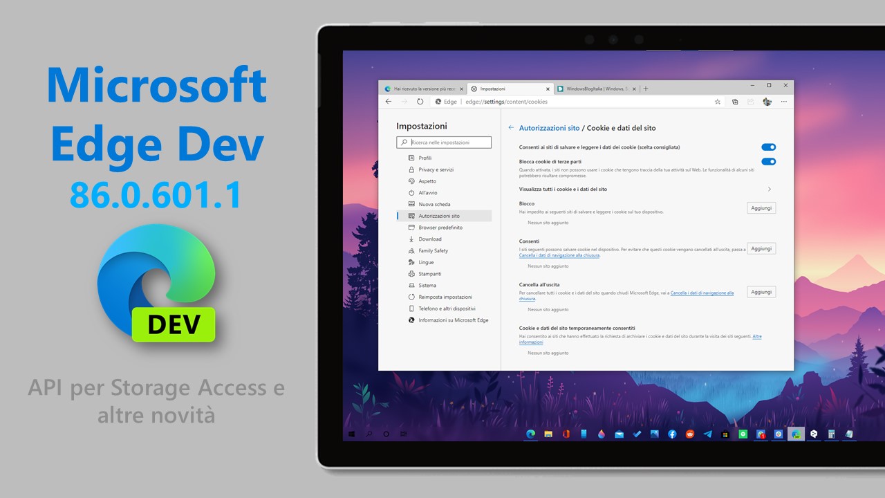 Microsoft Edge Dev introduce il supporto alle API Storage Access