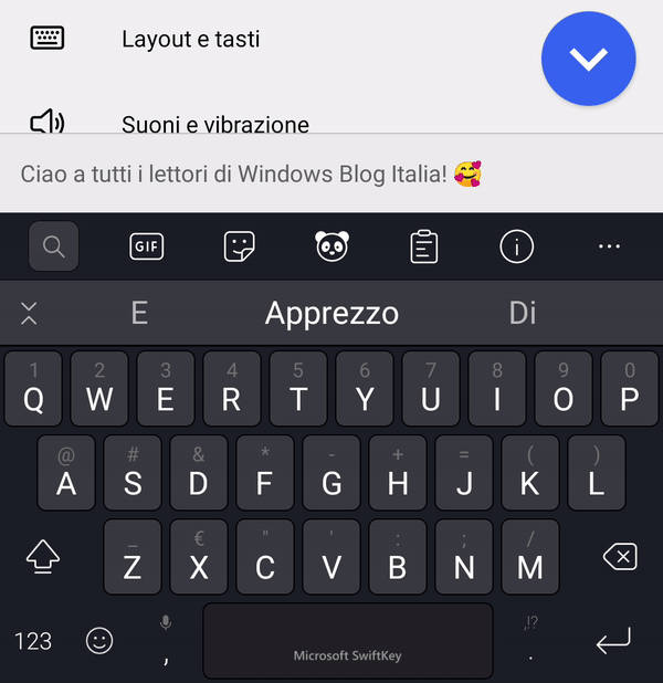 Tastiera Microsoft SwiftKey per Android con controllo cursore