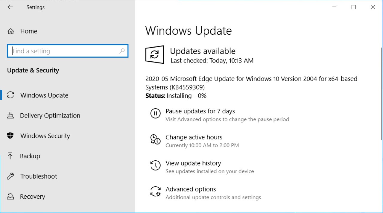 L'ultimo aggiornamento di Windows rallenta Edge 35 windows update Custom
