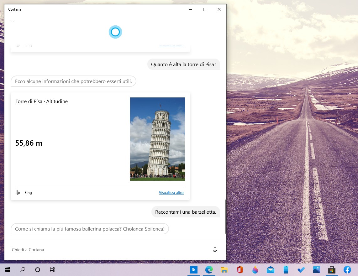 Cortana in Windows 10 ripristino conversazioni interattive