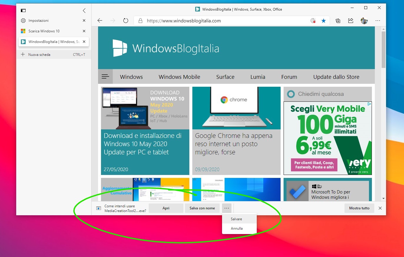 Microsoft Edge nuove opzioni per il download dei file