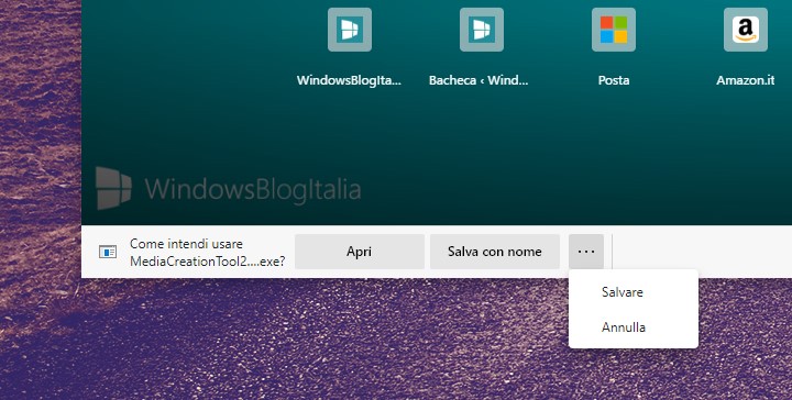 Nuovo prompt per i download in Microsoft Edge