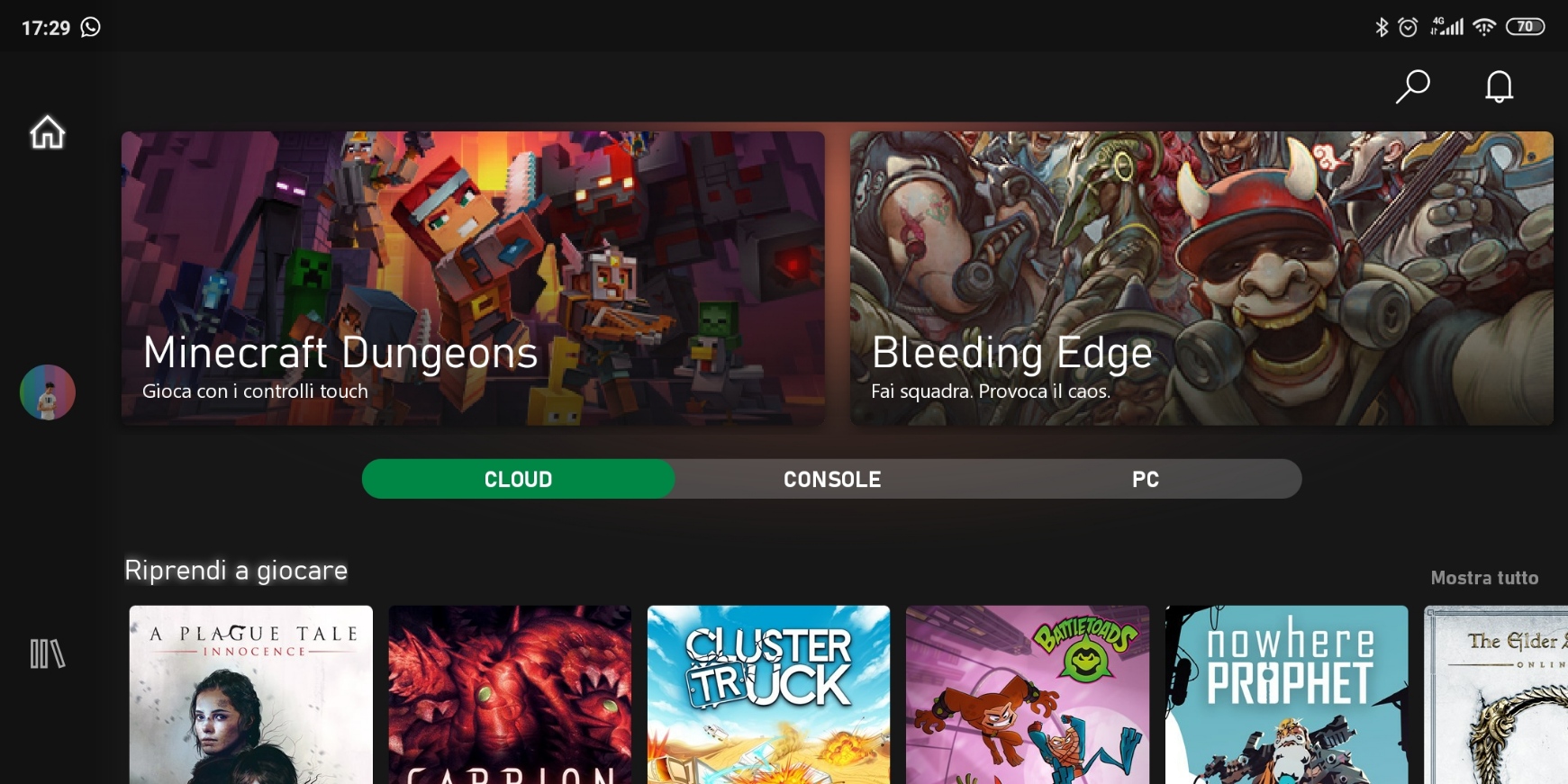 Xbox Game Pass su Android con giochi sul cloud