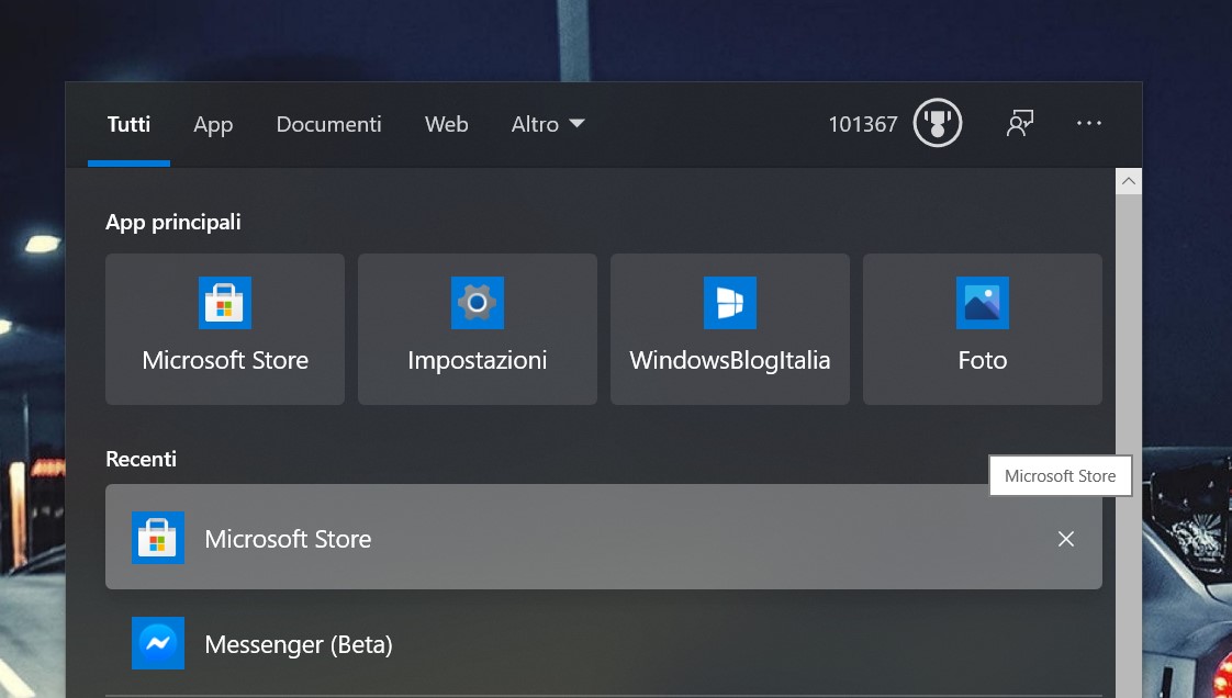 Cancellare elementi dall'elenco Recenti nella Ricerca Windows