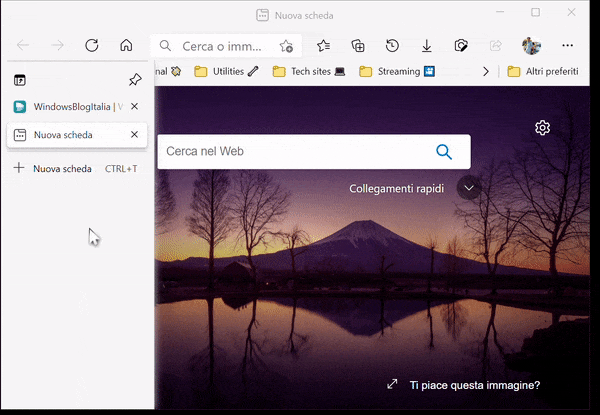 Microsoft Edge - Ridimensionamento pannello delle schede verticali