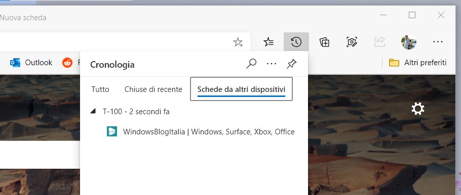 Microsoft Edge - Schede aperte su altri dispositivi