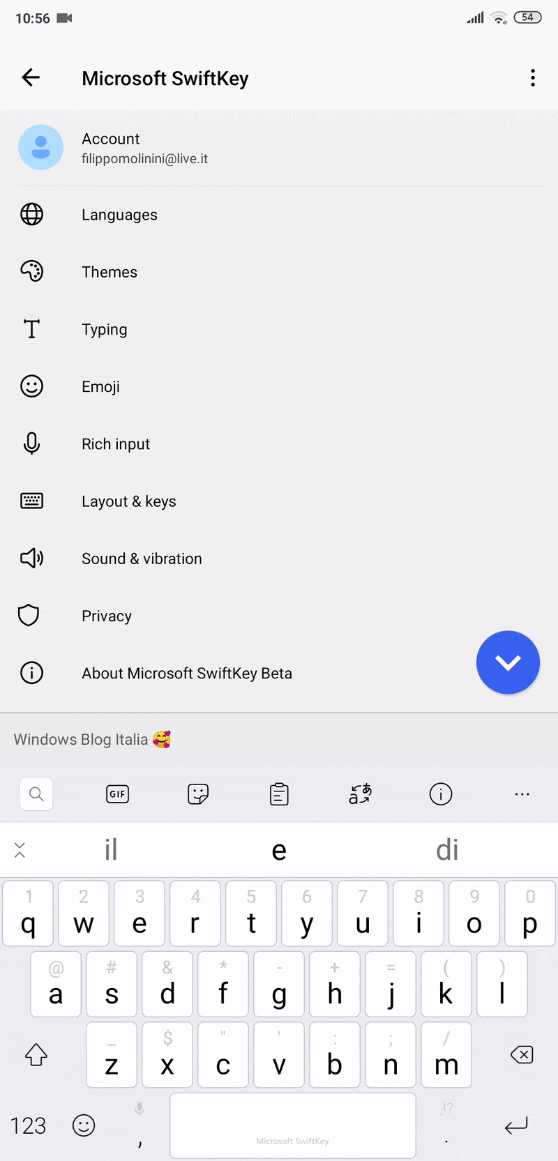 Microsoft SwiftKey tema adattivo