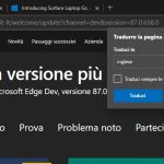 Opzione non tradurre mai questo sito in Microsoft Edge