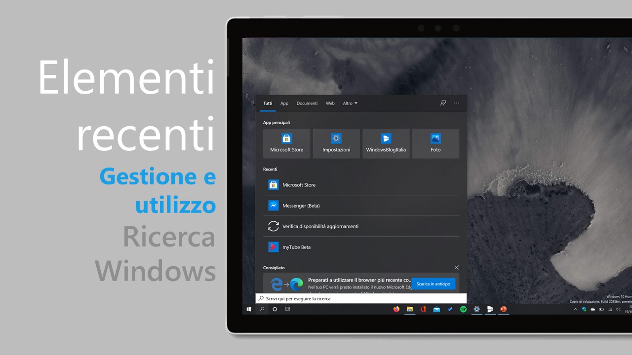 Ricerca Windows - Utilizzo e gestione degli elementi recenti