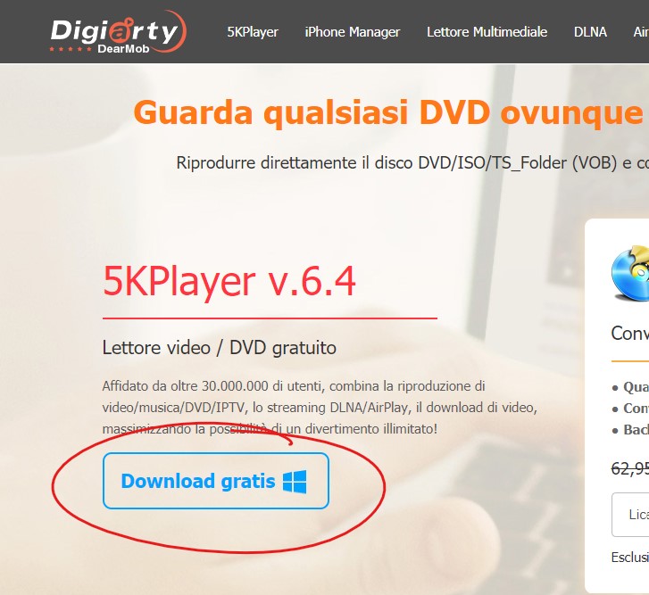 Come scaricare gratis 5KPlayer per PC per riprodurre i DVD su Windows 10