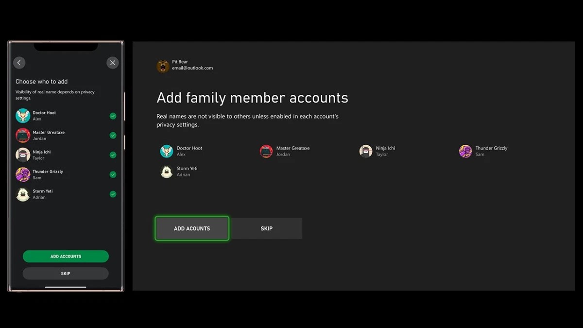 Xbox - Aggiunta account famigliari durante il setup