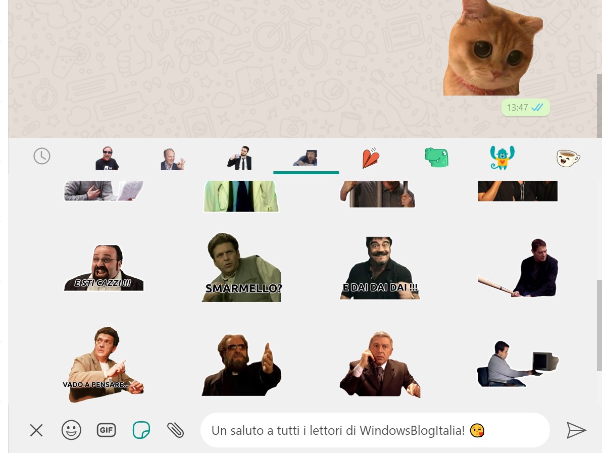 WhatsApp Desktop per Windows - Pacchetti di sticker di terze parti