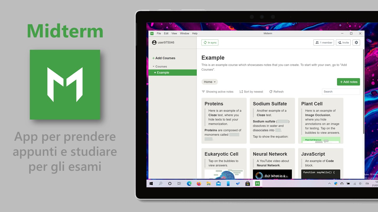 Midterm - App per Windows 10 per prendere appunti e studiare