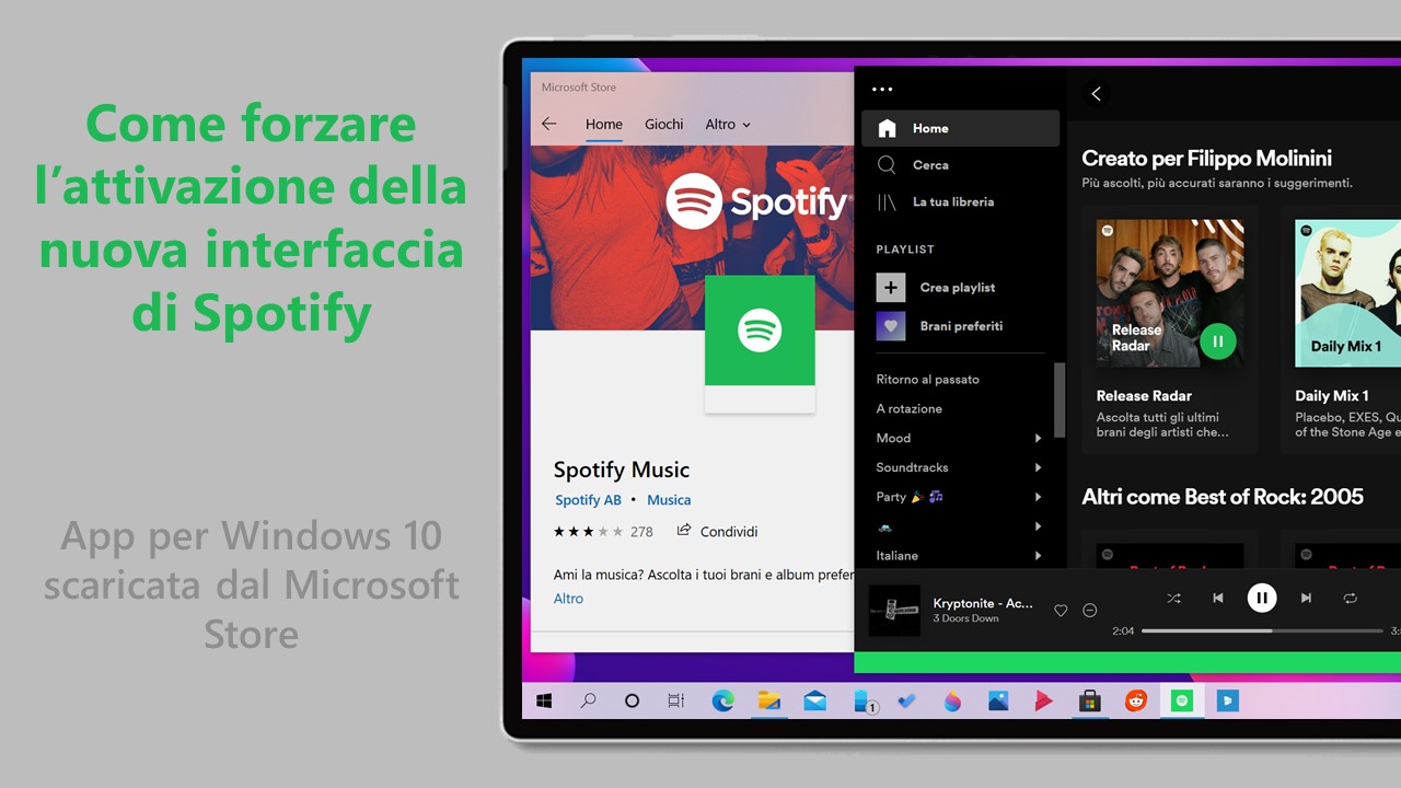 Come attivare subito la nuova interfaccia di Spotify scaricato dal Microsoft Store per Windows 10