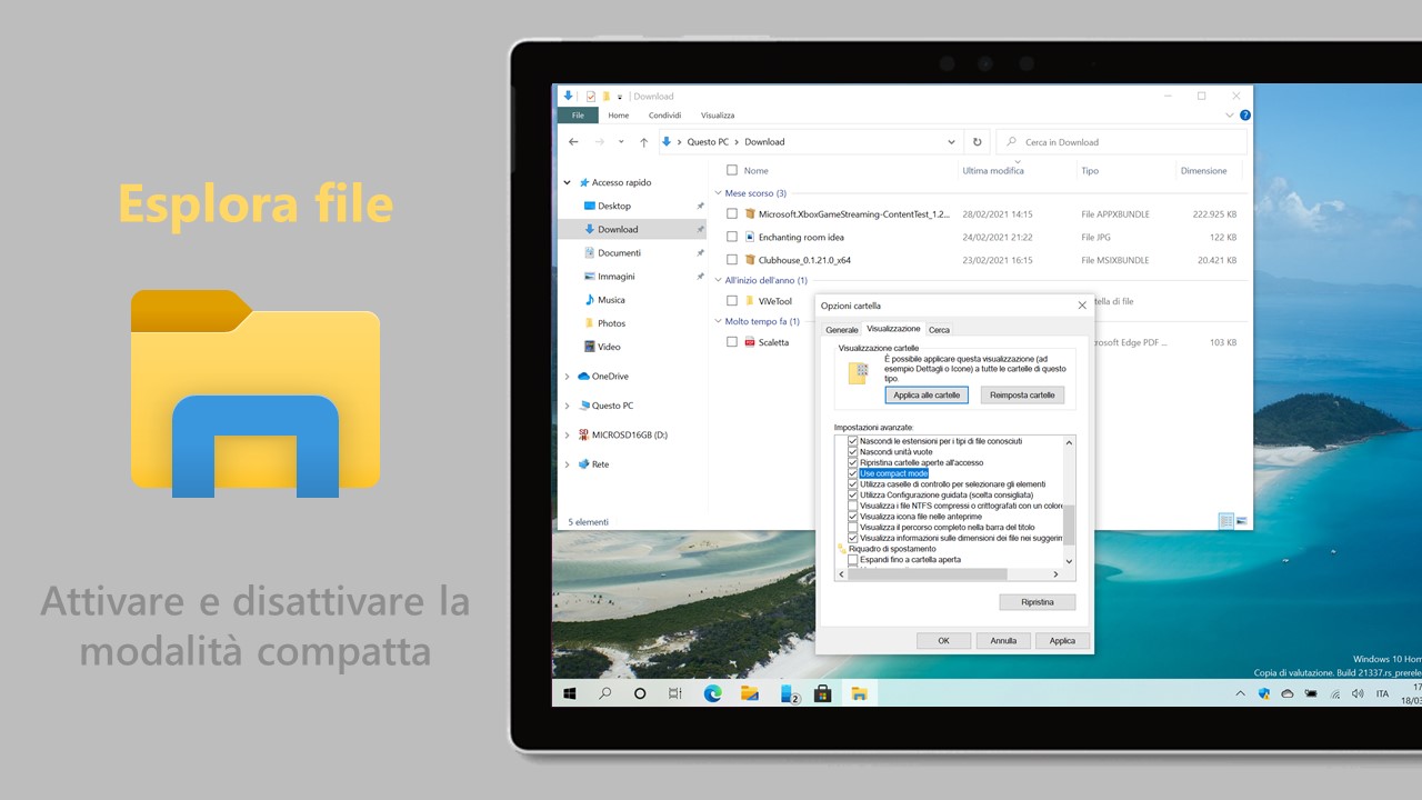 Esplora file in Windows 10 - Come attivare e disattivare la modalità compatta