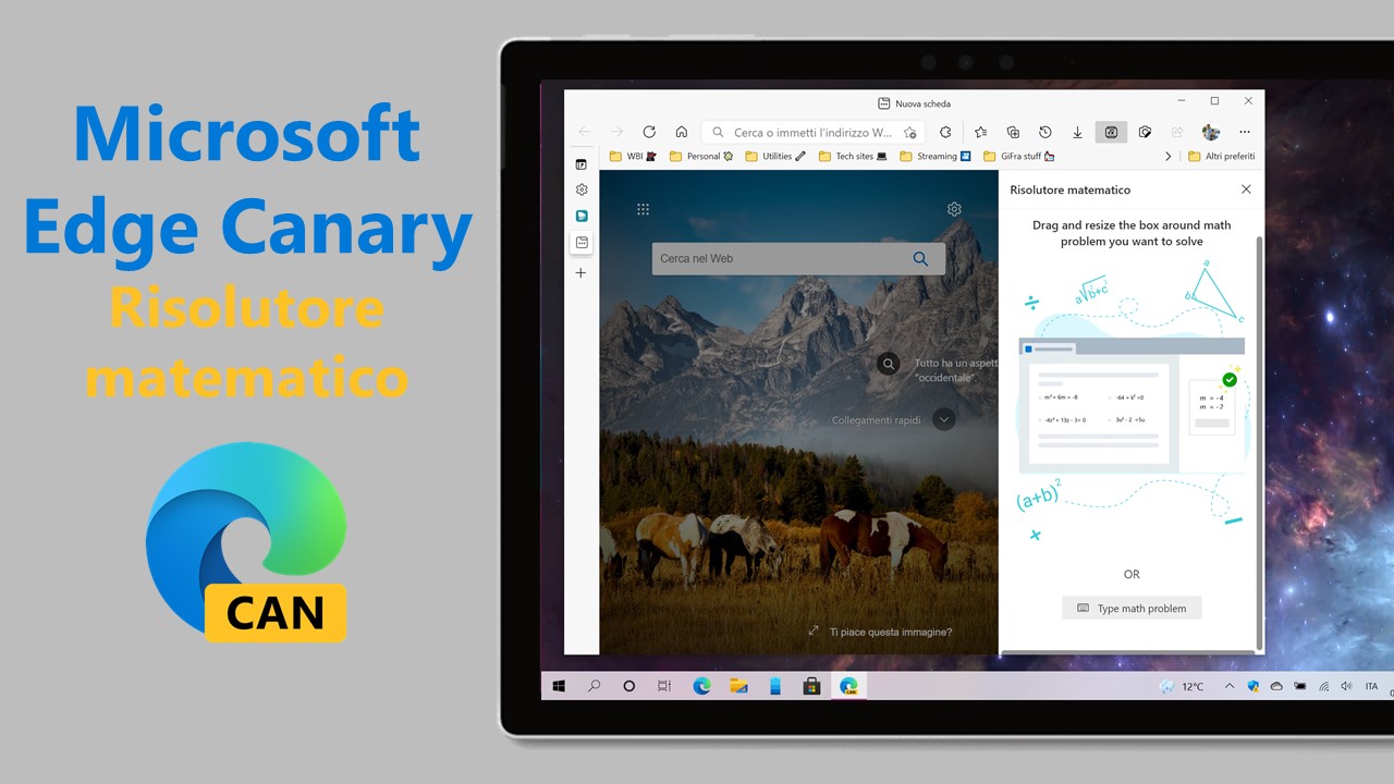 Microsoft Edge Canary - Risolutore matematico