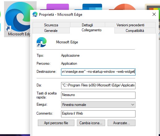 Widget Notizie e interessi - Microsoft Edge - Abilitazione nelle Proprietà