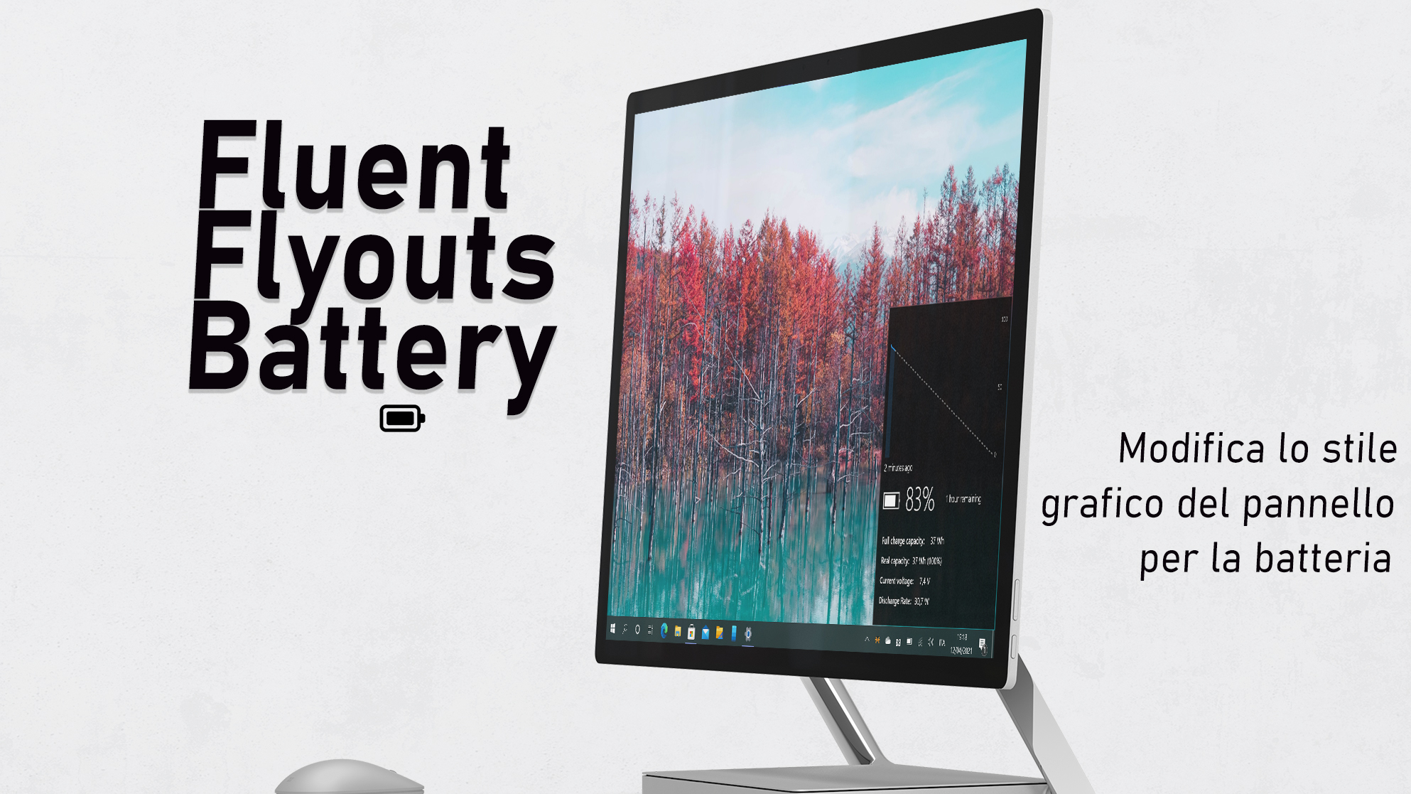Fluent Flyouts Battery - App per Windows 10 che cambia lo stile del pannello batteria