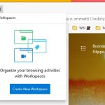 Microsoft Edge - Aree di lavoro - Crea nuovo workspace