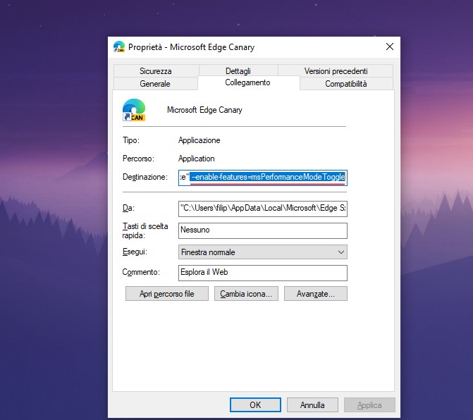 Microsoft Edge - Attivazione modalità prestazioni