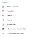Microsoft Edge Canary - Android - Impostazioni - Tema chiaro