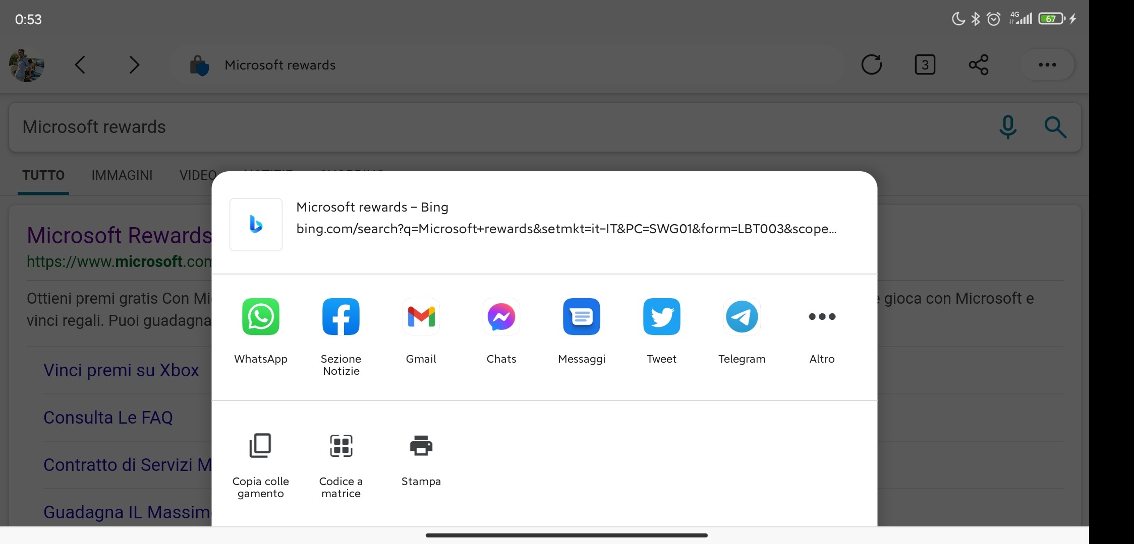 Microsoft Edge Canary - Android - Nuova schermata di condivisione