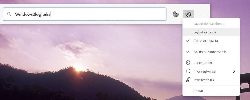 Microsoft Edge - Web Widget - Scelta dei layout