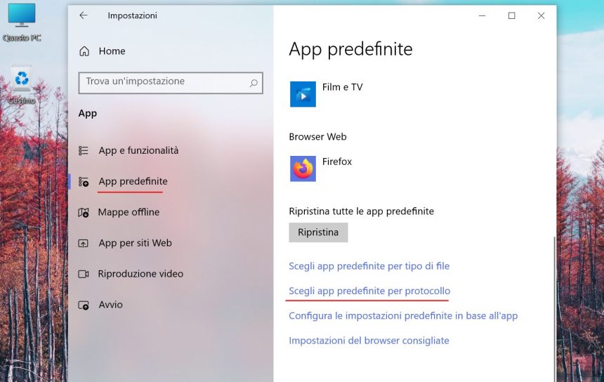 Windows 10 - Impostazioni app predefinite