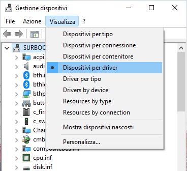 Gestione driver in Windows 10 migliorata - Visualizzazione delle informazioni