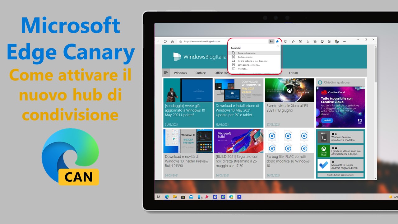 Microsoft Edge Canary - Come attivare il nuovo hub di condivisione