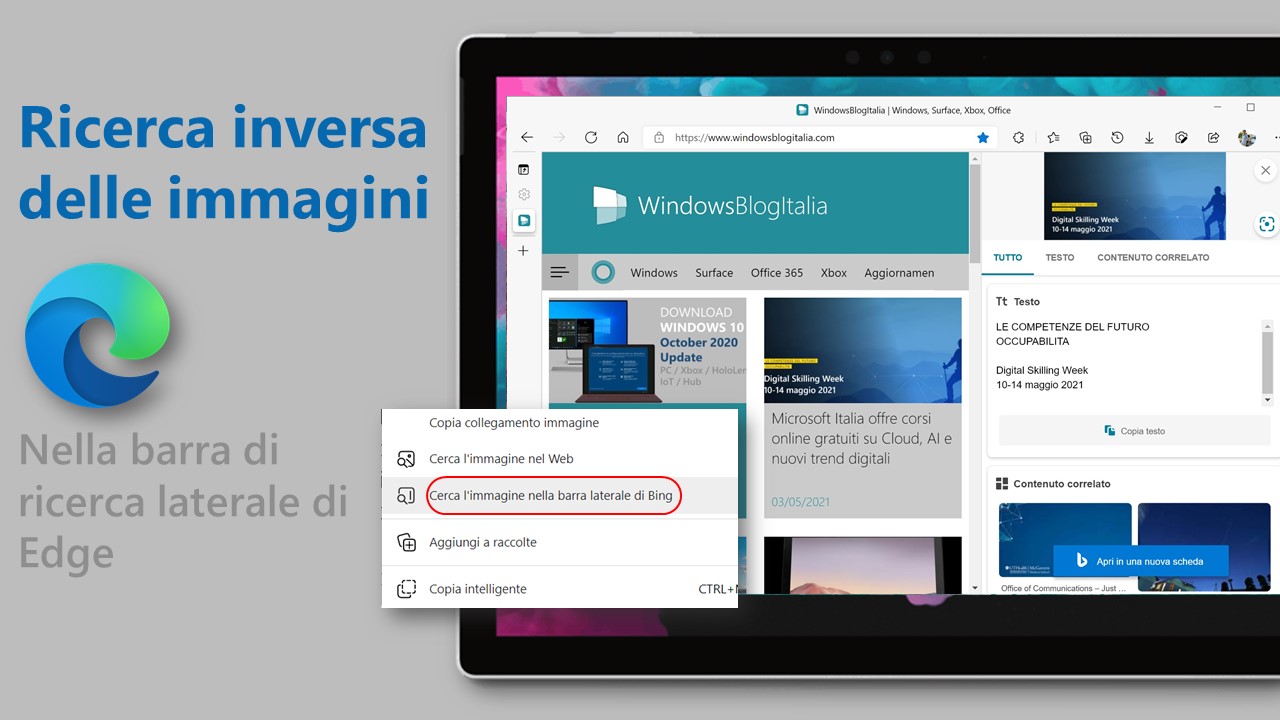 Ricerca inversa delle immagini - Barra di ricerca laterale di Microsoft Edge