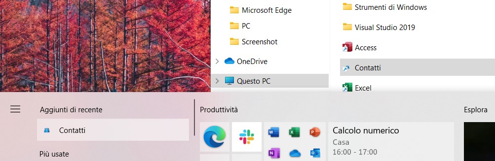 Ripristinare icona app Contatti nel menu Start di Windows 10