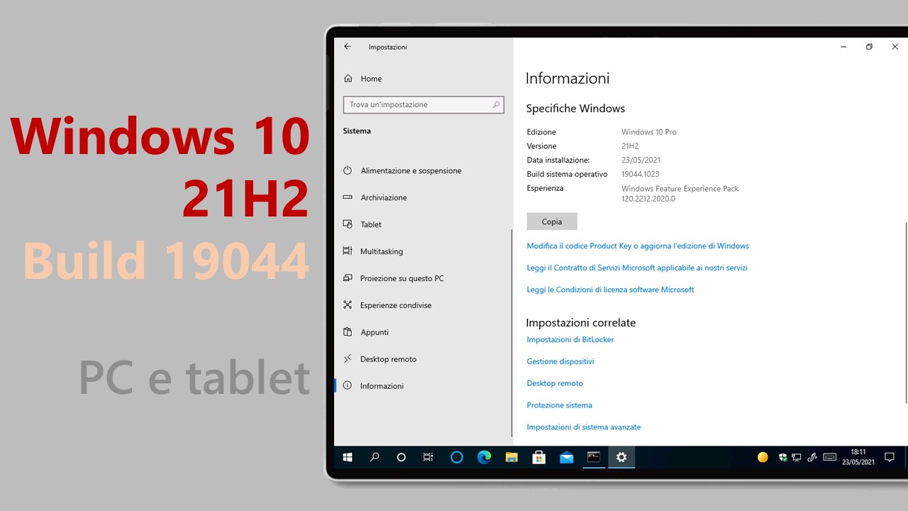 Come aggiornare subito il proprio PC a Windows 10 21H2 Build 19044