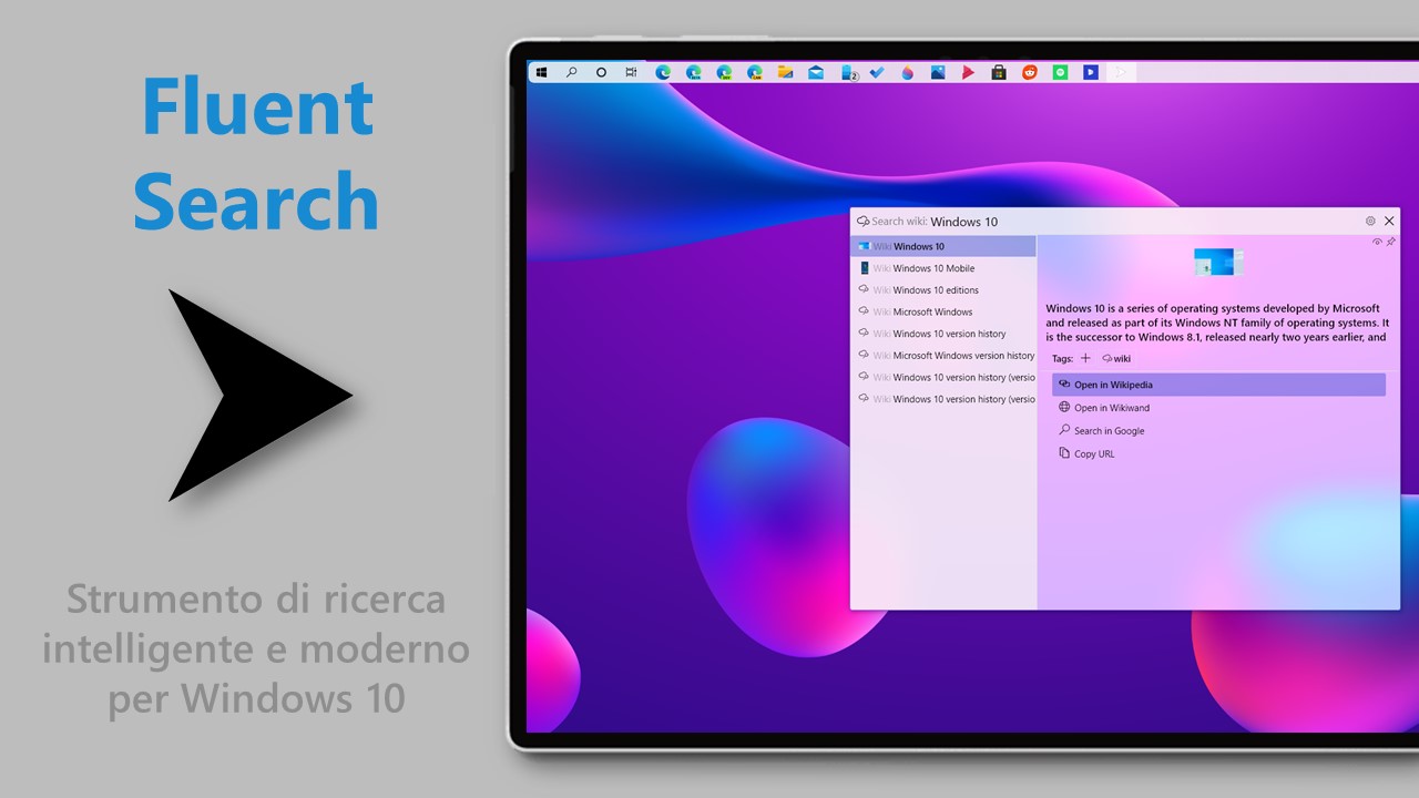 Fluent Search - Strumento di ricerca per Windows 10