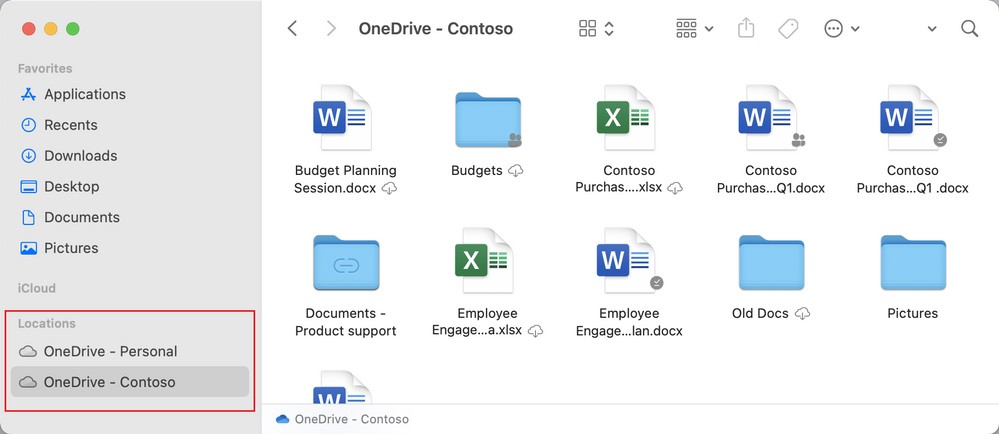 OneDrive per macOS - Nuovo posizionamento all'interno del Finder