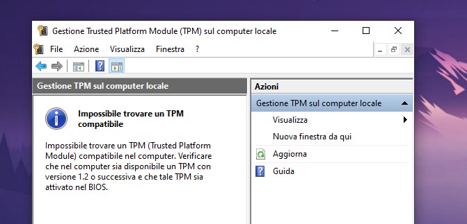 Windows 10 - TPM non trovato