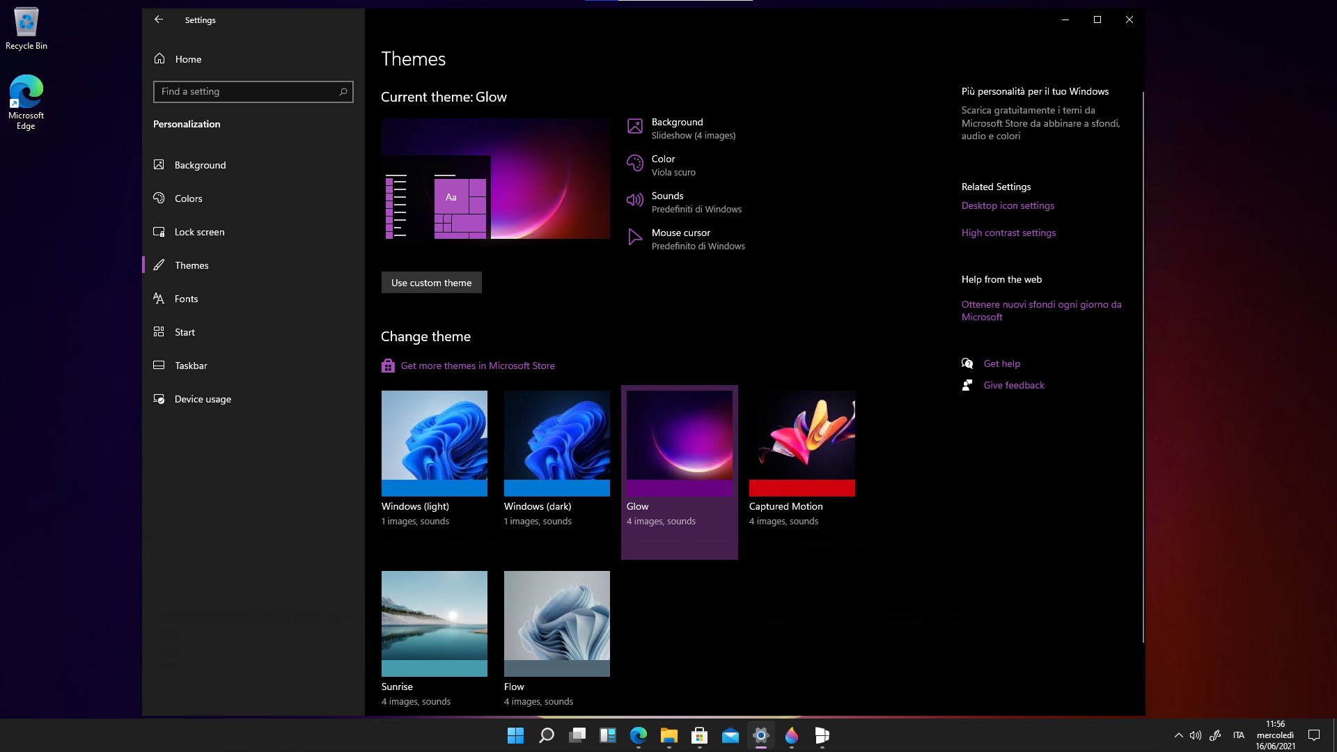 Windows 11 - Build 21996 - Nuovi temi e sfondi predefiniti