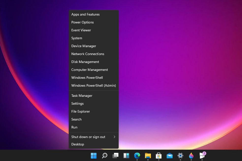 Windows 11 - Build 21996 - Nuovo power menu