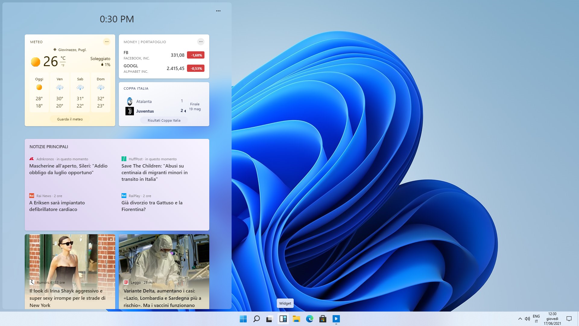 Windows 11 Build 21996 - Windows Dashboard (Widget)