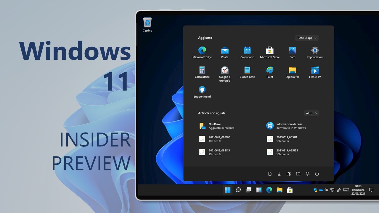 Download e novità di Windows 11 Insider Preview Build 22000.120