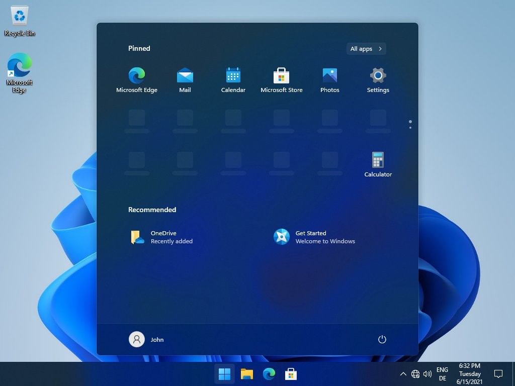 Windows 11 - Menu Start tema scuro - Leak