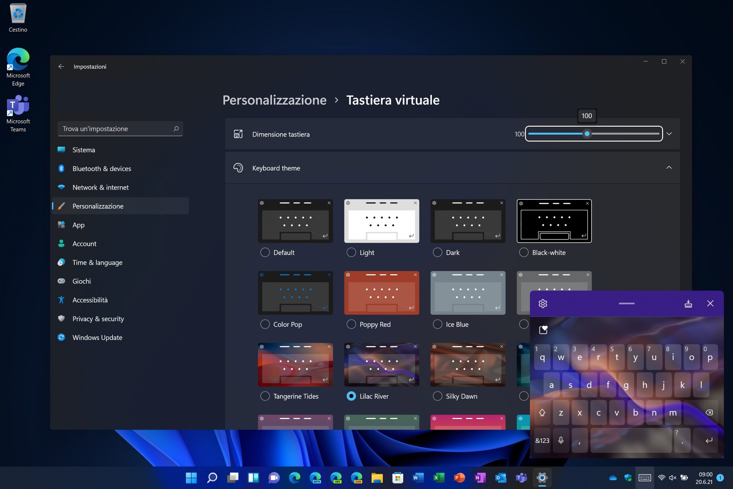 Windows 11 - Microsoft SwiftKey con temi personalizzatiù