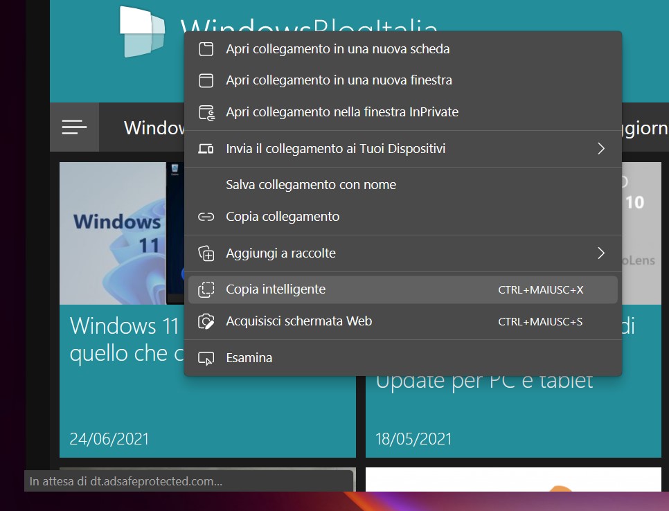 Microsoft Edge Canary - Flag - Enable Windows 11 Visual Updates - Nuovo design effetto hover