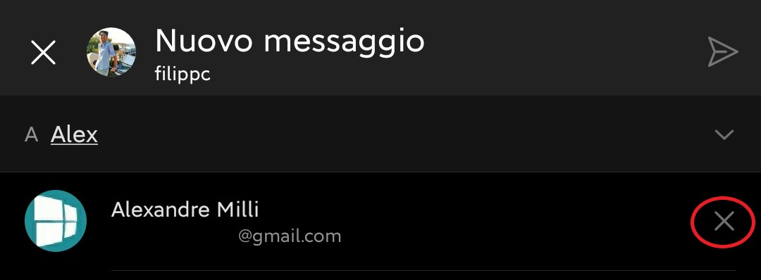 Microsoft Outlook per Android - Rimuovi mittente suggerito