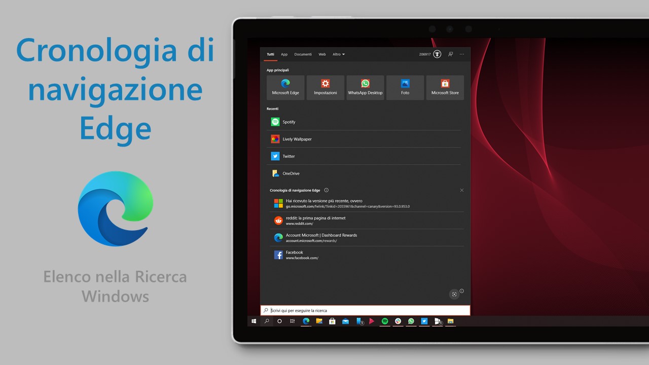 Ricerca Windows - Cronologia di navigazione Edge