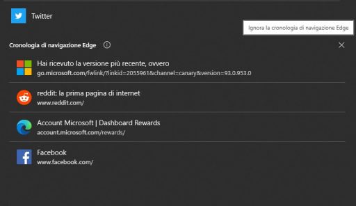 La cronologia di navigazione di Edge arriva nella Ricerca Windows