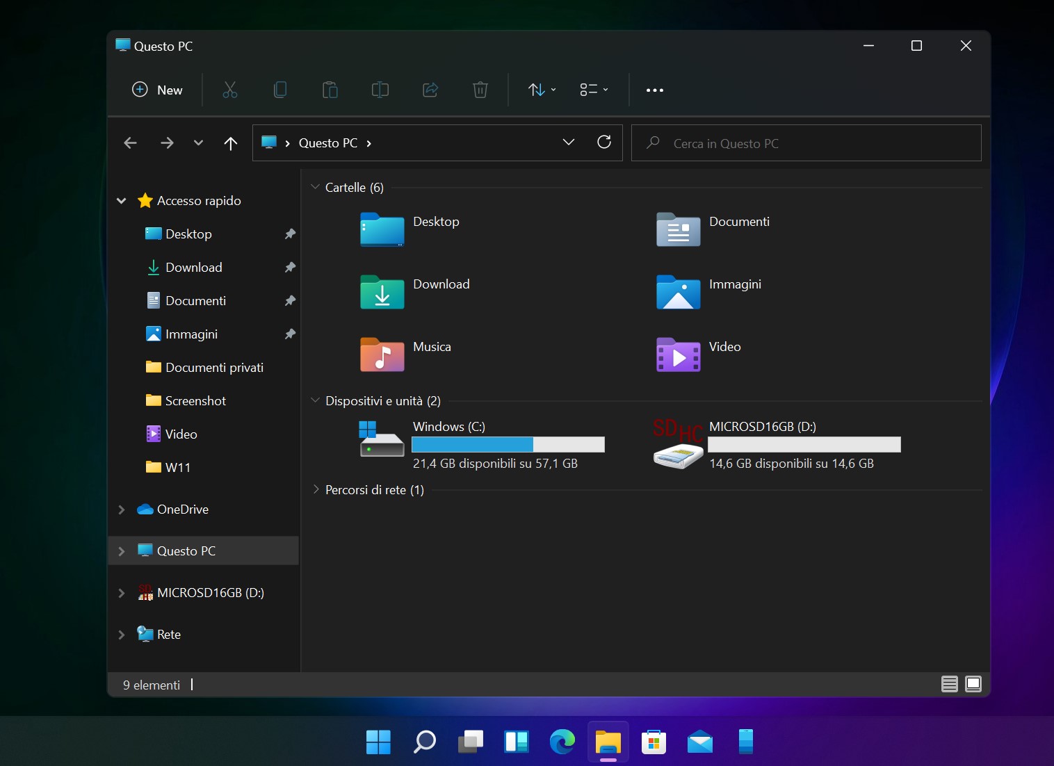 Windows 11 Build 22000.51 - Esplora file