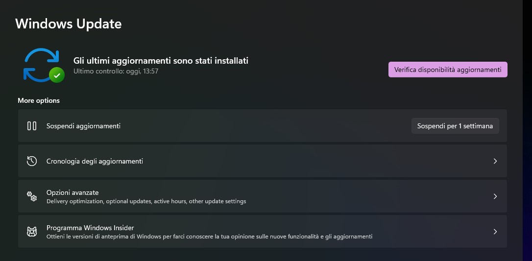 Windows 11 Build 22000.51 - Impostazioni - Windows Update